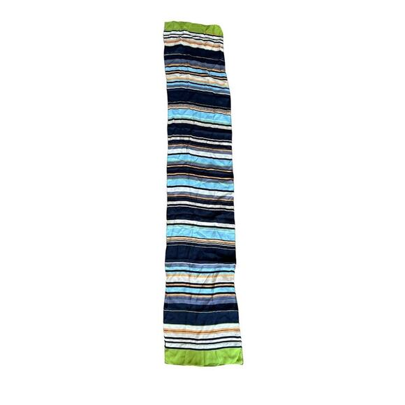 Harve Benard Vintage Scarf Women's Blue Green Striped Oblong 10" x 53" Rectangle - Picture 6 of 6